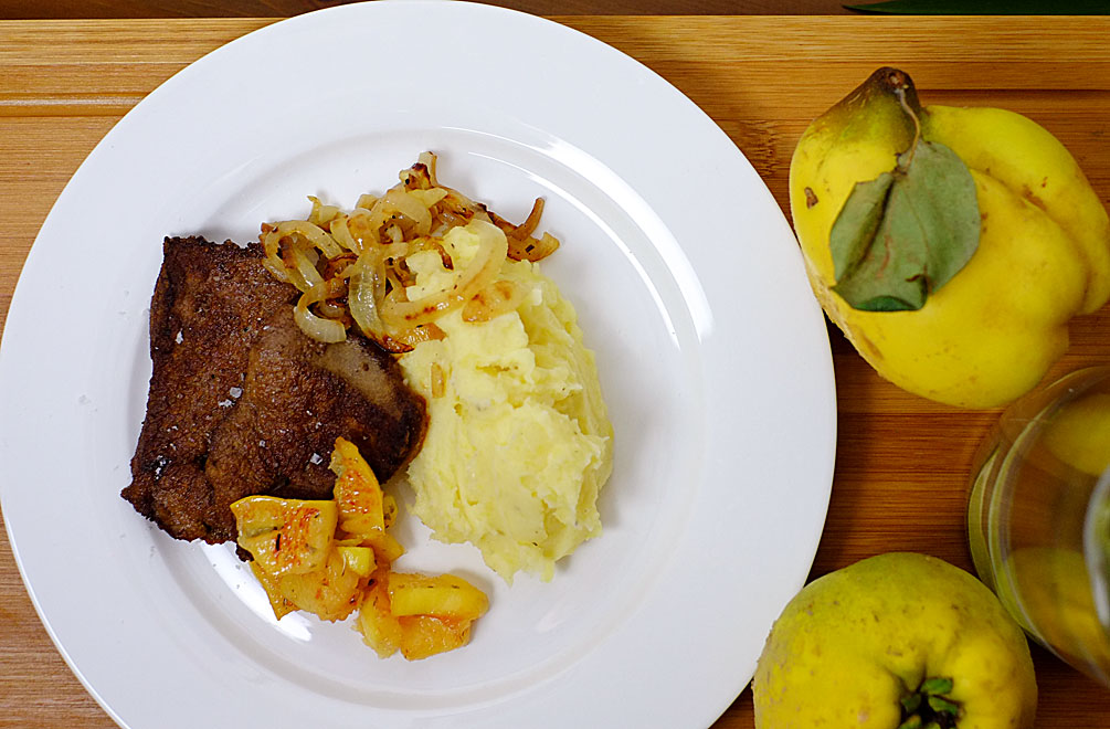 Kalbsleber, Kartoffelpüree und Quitten – für uns ein rundum gelunges Essen